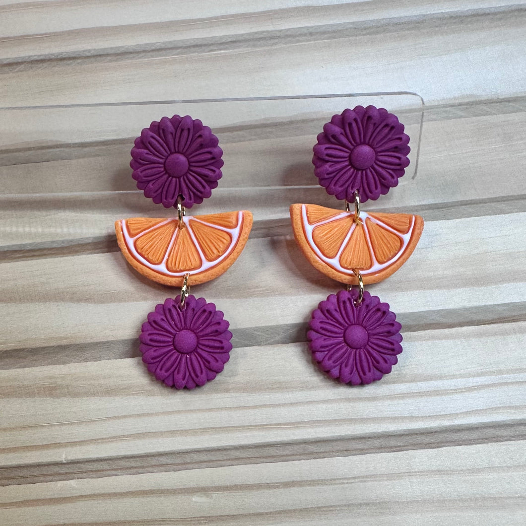 Orange Berry Wedge Dangles