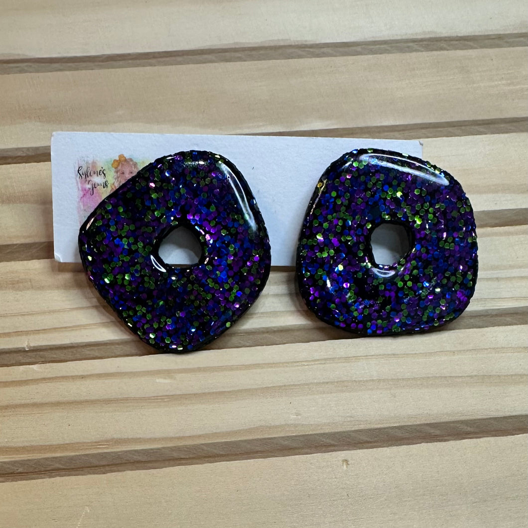 Abstract Oversized Glitter Studs