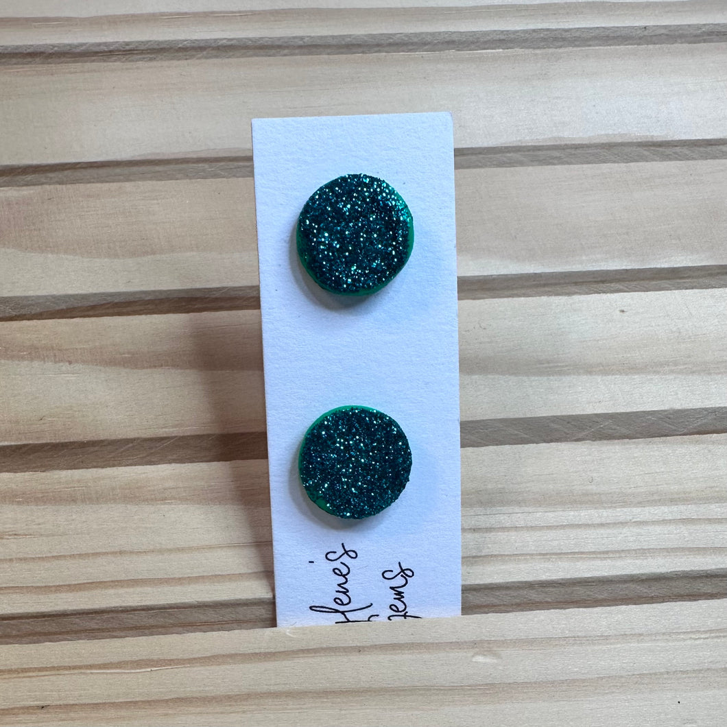 Green Glitter Studs