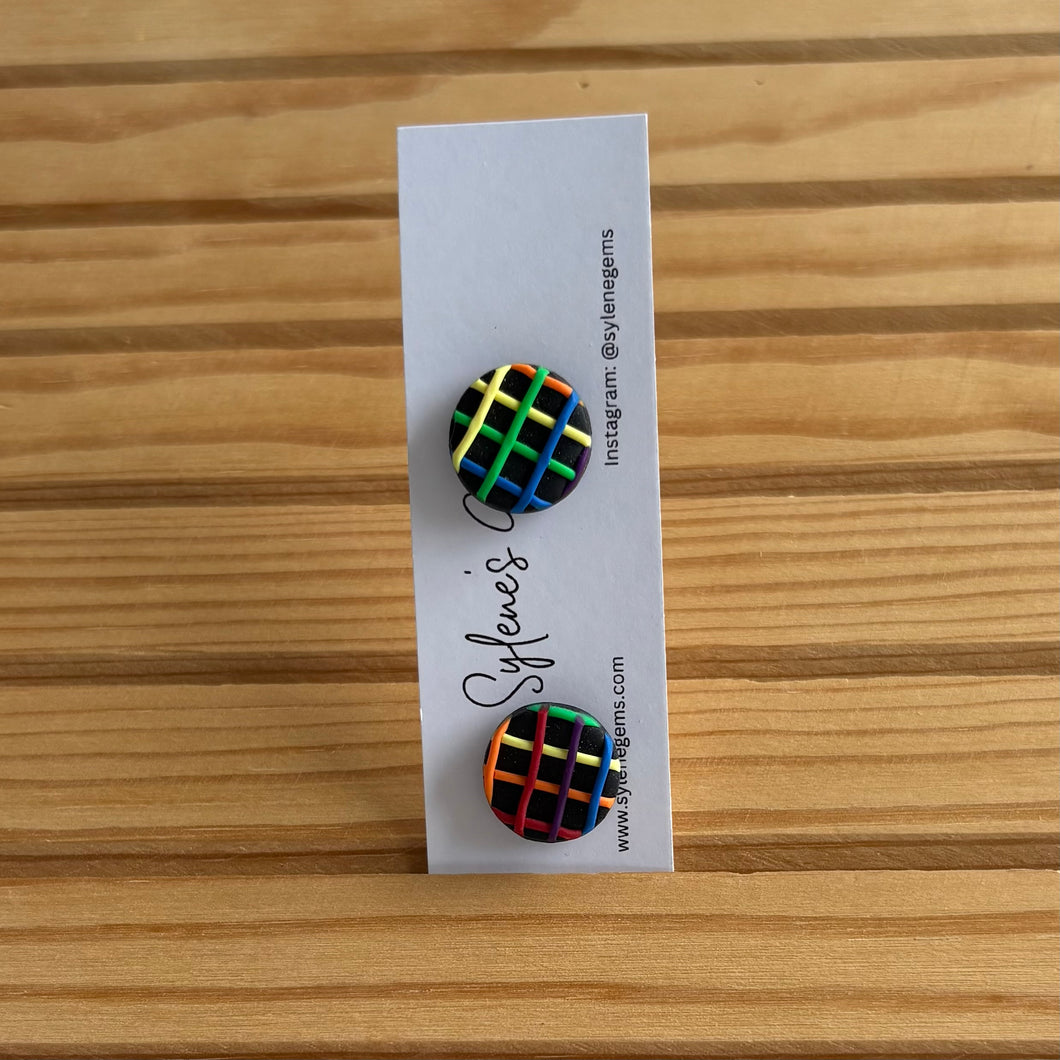 Neon Rainbow Circle Studs