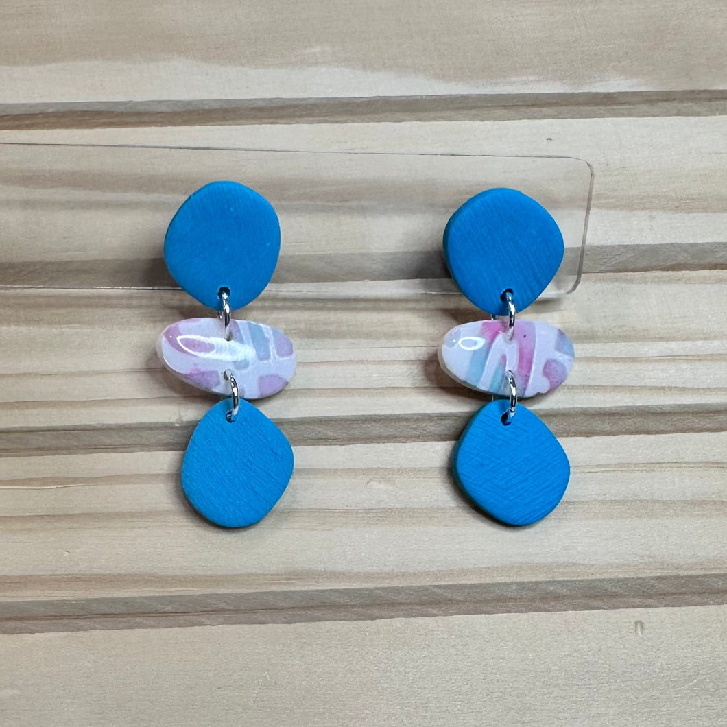 Teal Textured Abstract Dangles