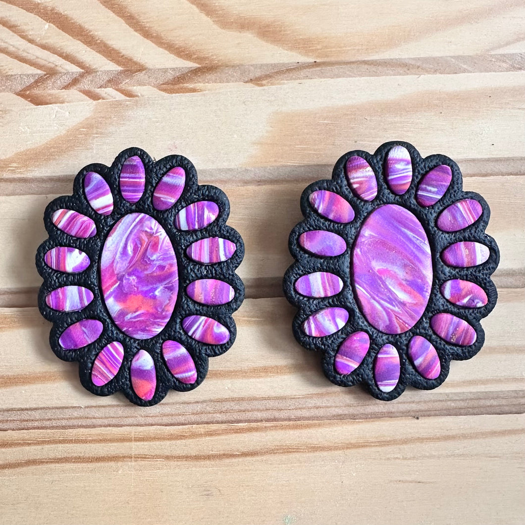 Purple Marble Oversized Studs