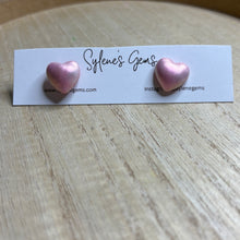 Load image into Gallery viewer, Metallic Heart Studs (pink)
