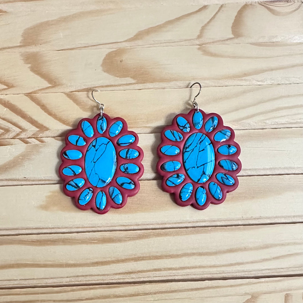 Faux Turquoise Dangles (red)