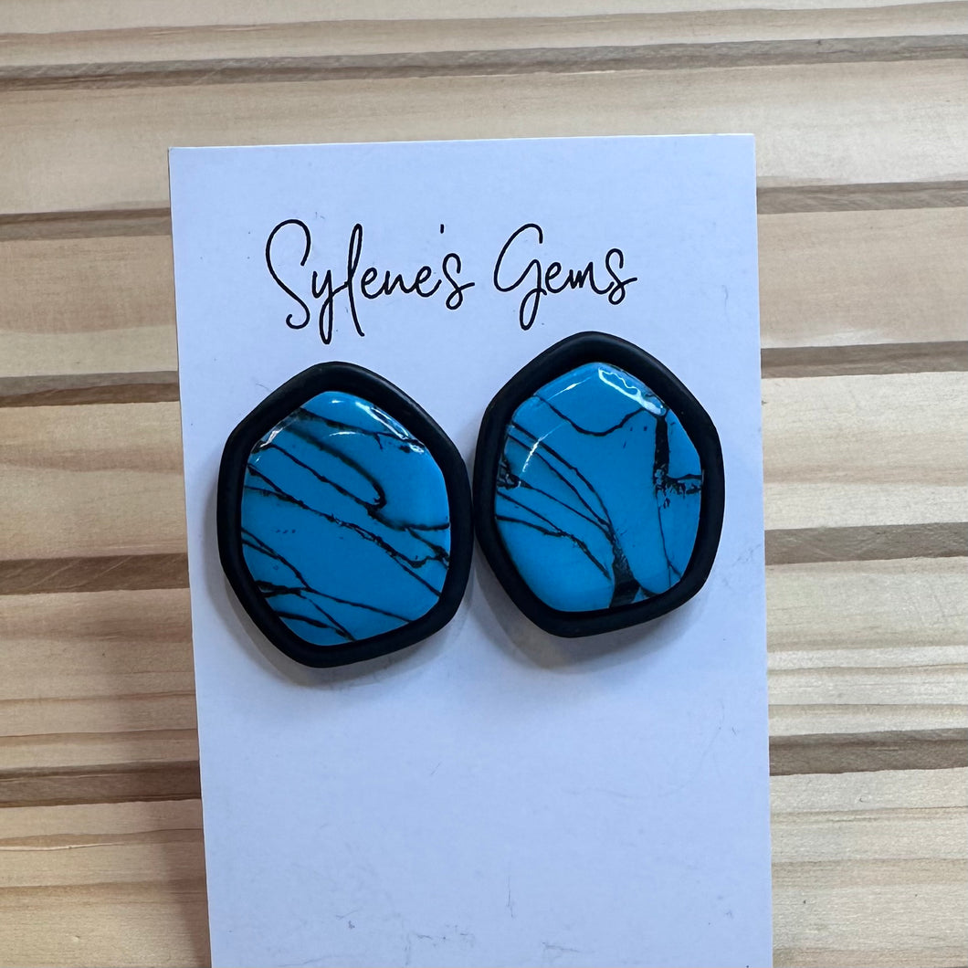 Faux Turquoise Oversized Studs