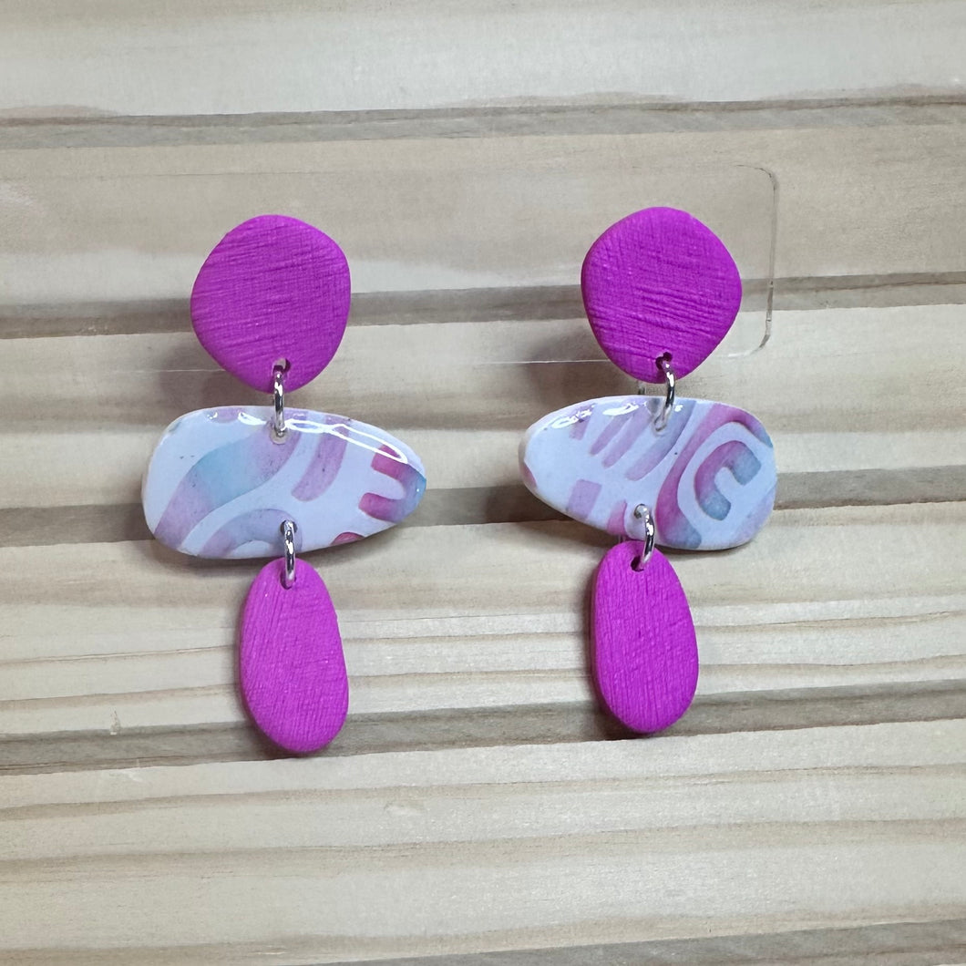 Pink Textured Abstract Dangles