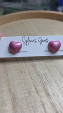 Load and play video in Gallery viewer, Metallic Heart Studs (pink color shift)
