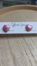 Load and play video in Gallery viewer, Metallic Heart Studs (pink)

